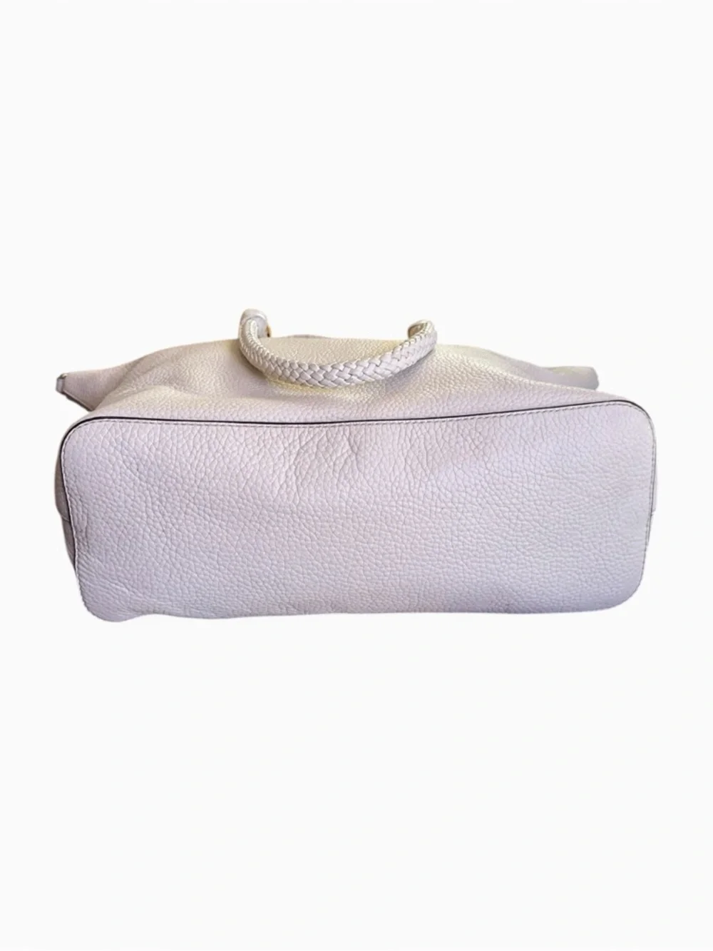 Tory Burch Pebbled Leather Ivory Satchel Tote Crossbody Bag w Dust Bag